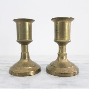 Vintage Short Brass Candlestick Holders